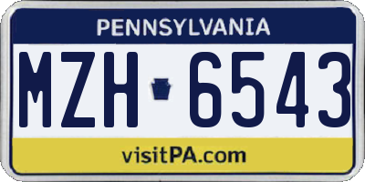 PA license plate MZH6543