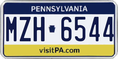 PA license plate MZH6544