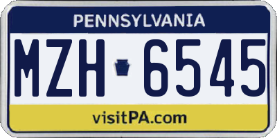 PA license plate MZH6545