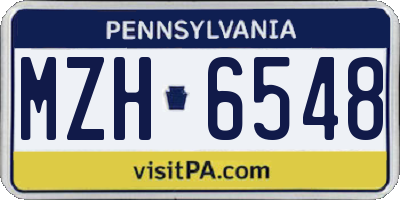 PA license plate MZH6548