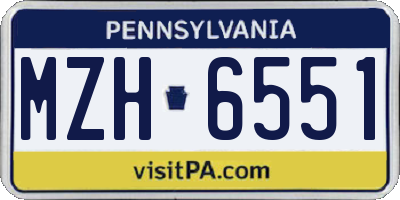PA license plate MZH6551