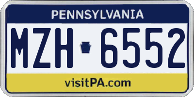PA license plate MZH6552