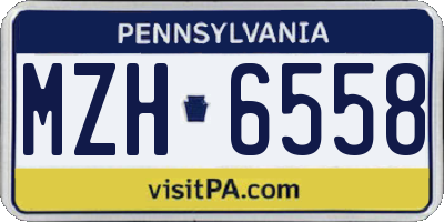 PA license plate MZH6558