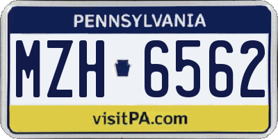 PA license plate MZH6562