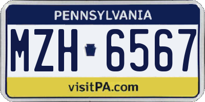 PA license plate MZH6567