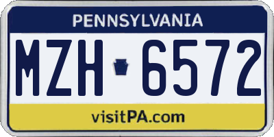 PA license plate MZH6572