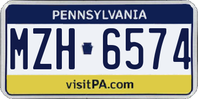 PA license plate MZH6574