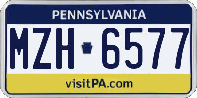 PA license plate MZH6577