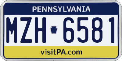 PA license plate MZH6581