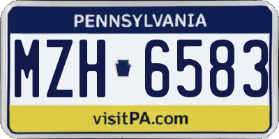 PA license plate MZH6583