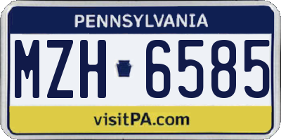 PA license plate MZH6585