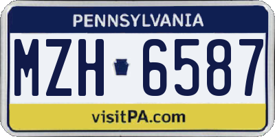PA license plate MZH6587