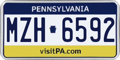 PA license plate MZH6592