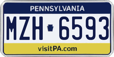 PA license plate MZH6593