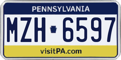 PA license plate MZH6597