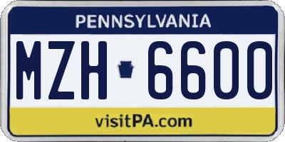 PA license plate MZH6600