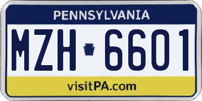 PA license plate MZH6601