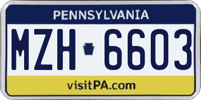 PA license plate MZH6603