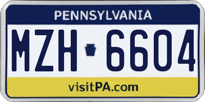 PA license plate MZH6604
