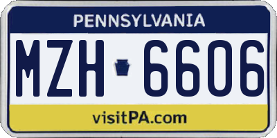 PA license plate MZH6606