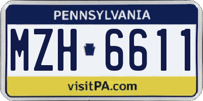 PA license plate MZH6611