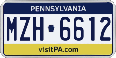 PA license plate MZH6612