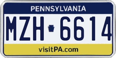 PA license plate MZH6614