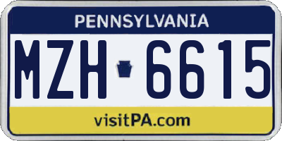 PA license plate MZH6615