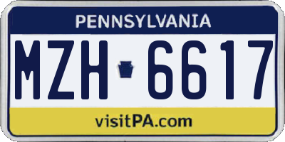 PA license plate MZH6617