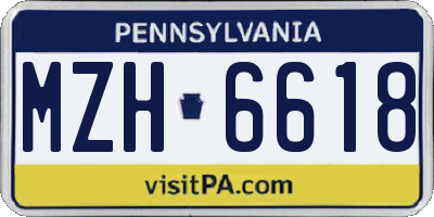 PA license plate MZH6618