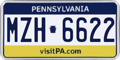 PA license plate MZH6622