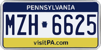 PA license plate MZH6625