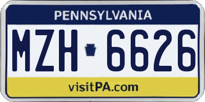 PA license plate MZH6626