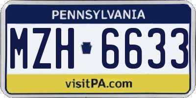 PA license plate MZH6633