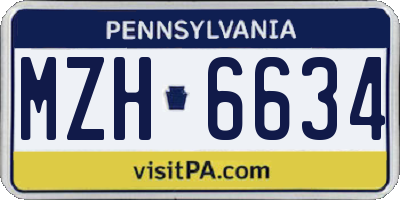 PA license plate MZH6634