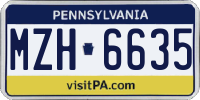 PA license plate MZH6635