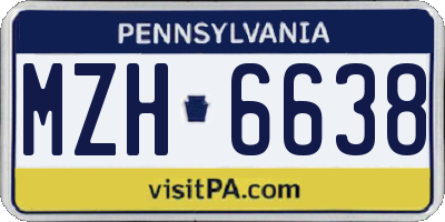 PA license plate MZH6638