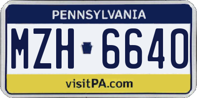 PA license plate MZH6640