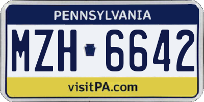 PA license plate MZH6642