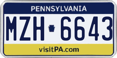 PA license plate MZH6643
