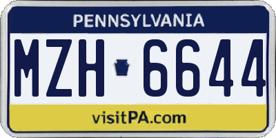 PA license plate MZH6644