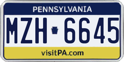 PA license plate MZH6645