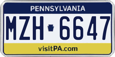PA license plate MZH6647