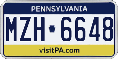 PA license plate MZH6648