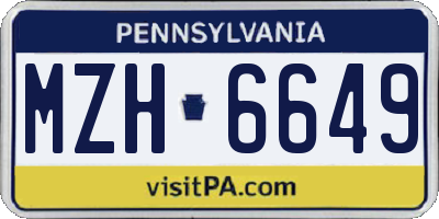 PA license plate MZH6649