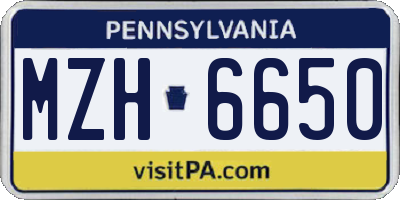 PA license plate MZH6650