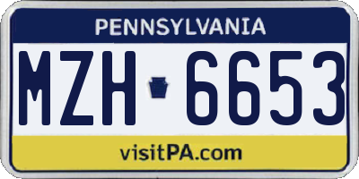 PA license plate MZH6653