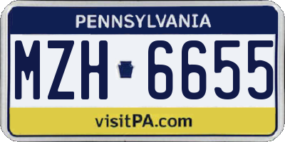 PA license plate MZH6655