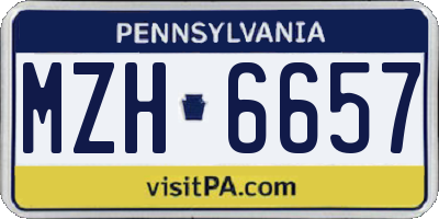 PA license plate MZH6657