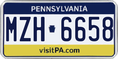 PA license plate MZH6658
